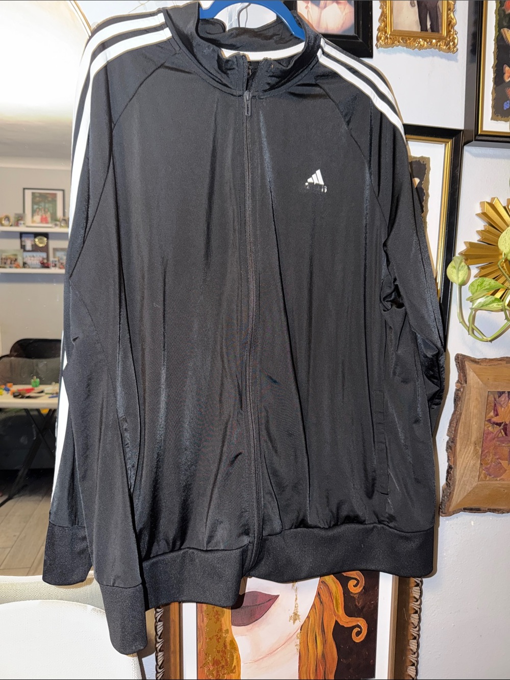 adidas Black Lightweight Track Jacket with White Shoulder Stripes